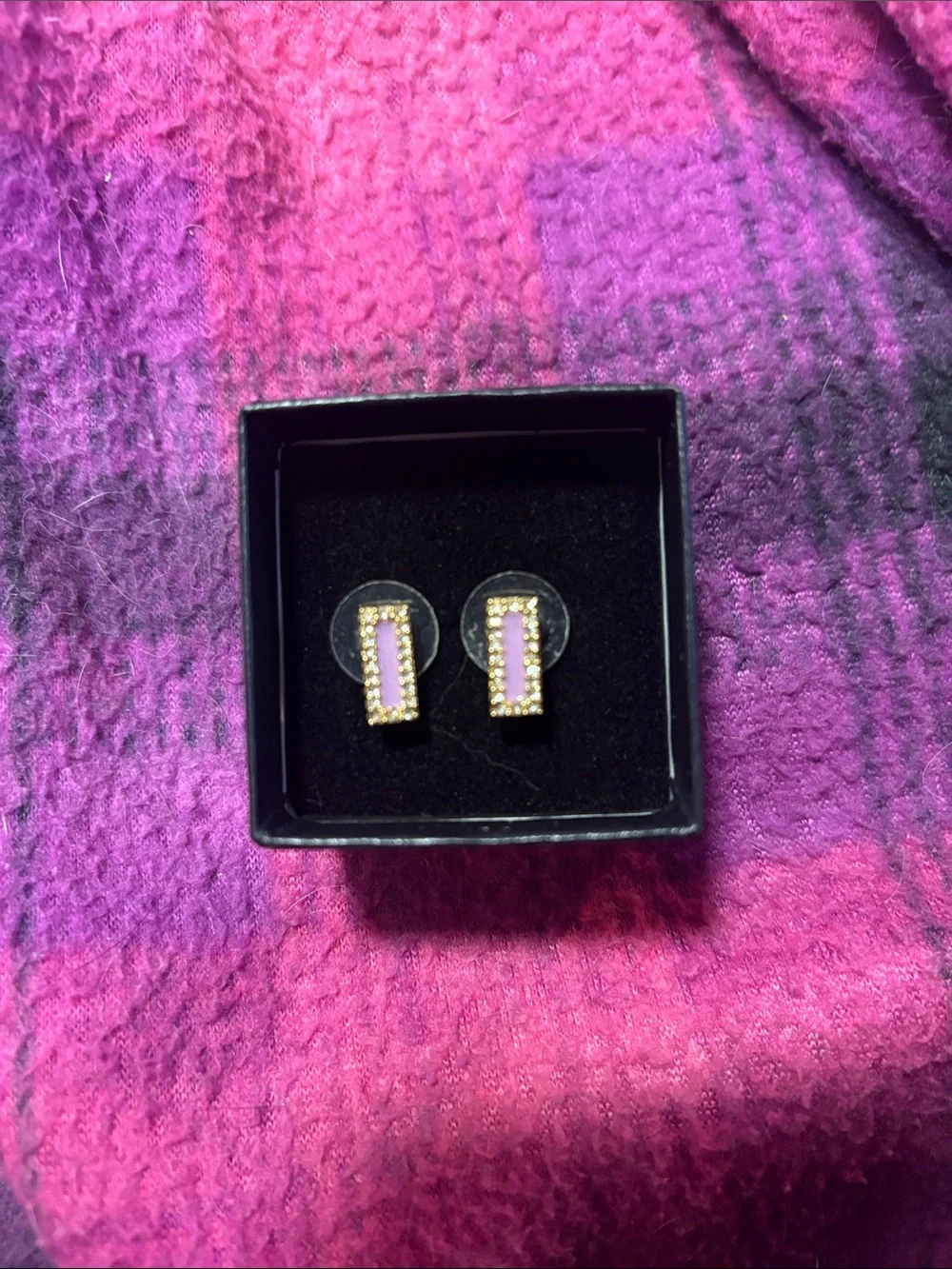 kate spade Gold-Edged Purple Rectangular Stud Earrings